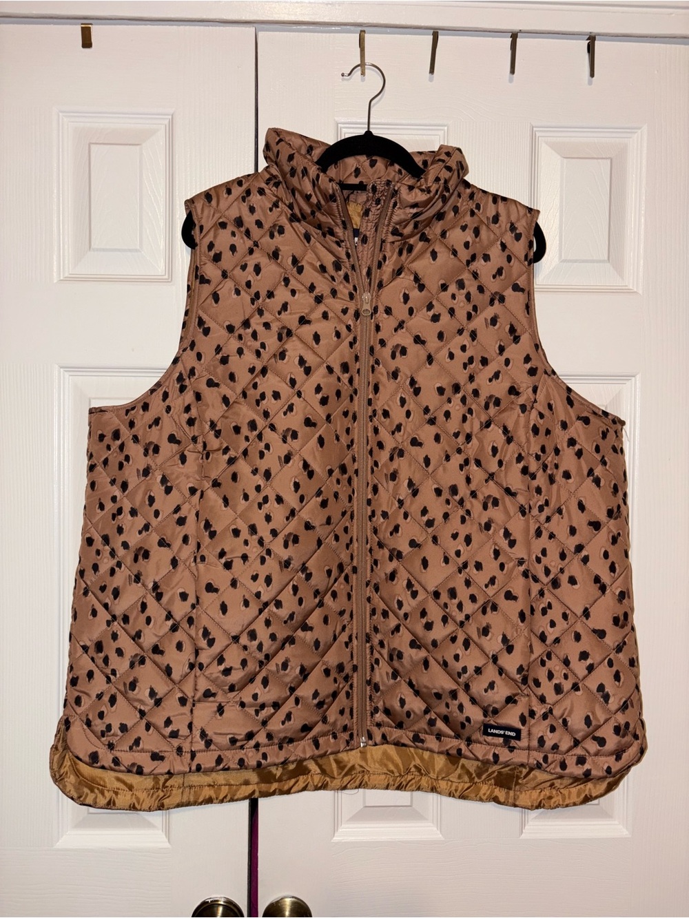 Lands End Women’s Quilted Puffer Vest in Tan